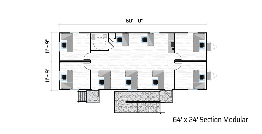 64 x 24 Section Modular Floor Plan