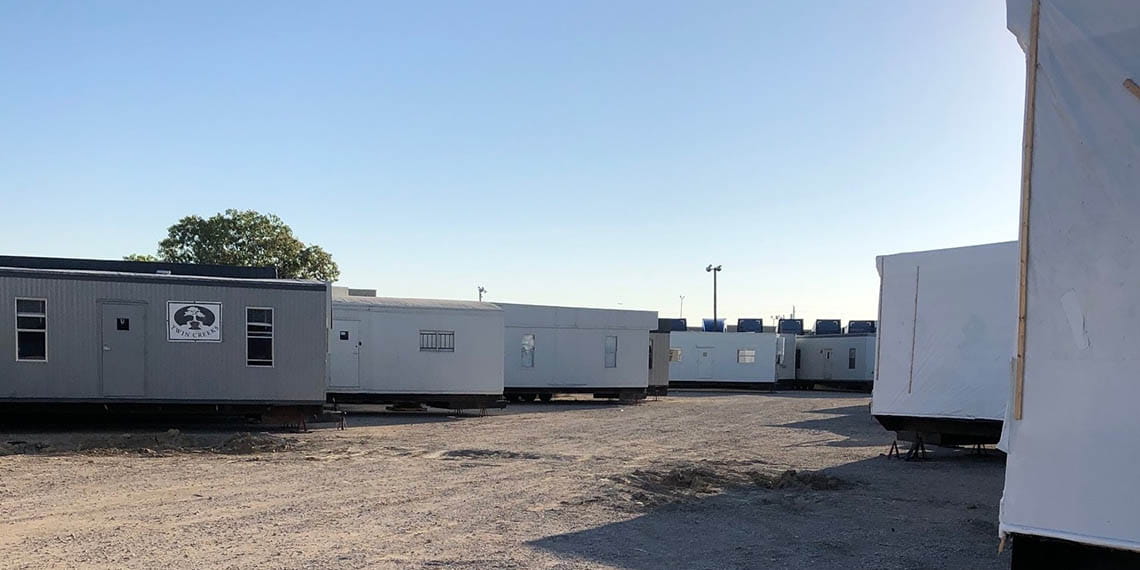mobile offices in the yard of  the WillScot Dallas North location 