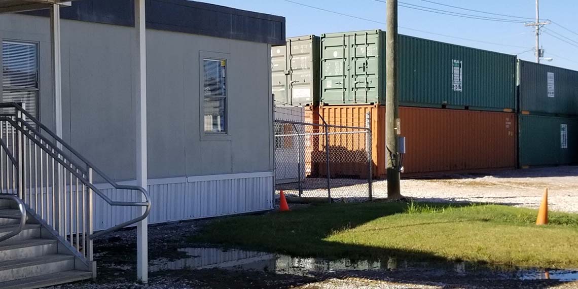 containers stacked up at  WillScot Knoxville, TN location