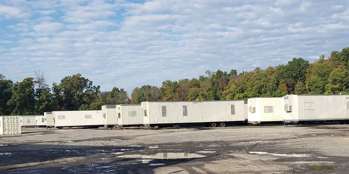 mobile offices lined up at the WillScot North Philadelphia, PA office