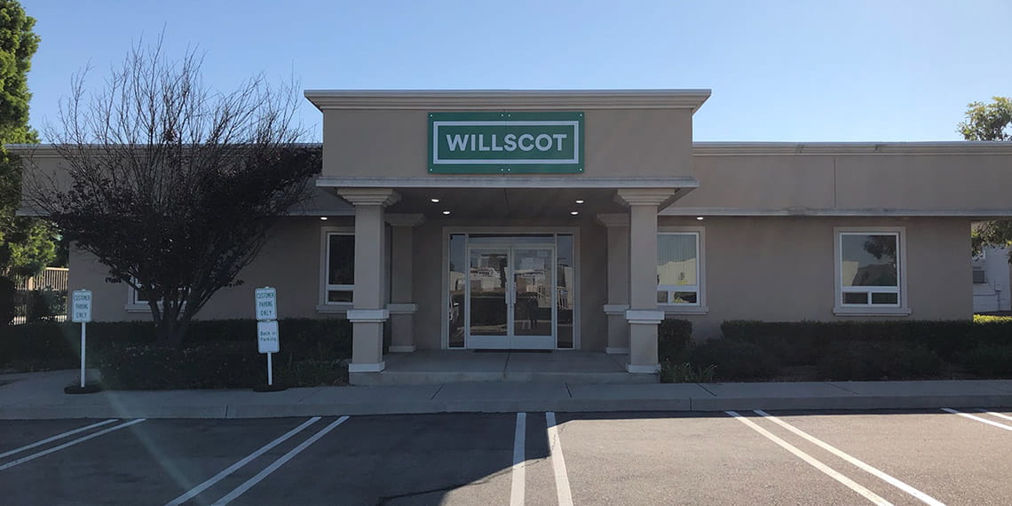 the exterior front entrance of the WillScot San Diego, CA office
