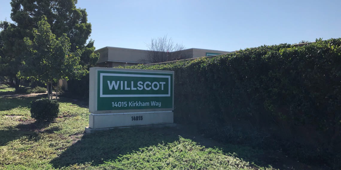 the exterior sign for the WillScot San Diego, CA office