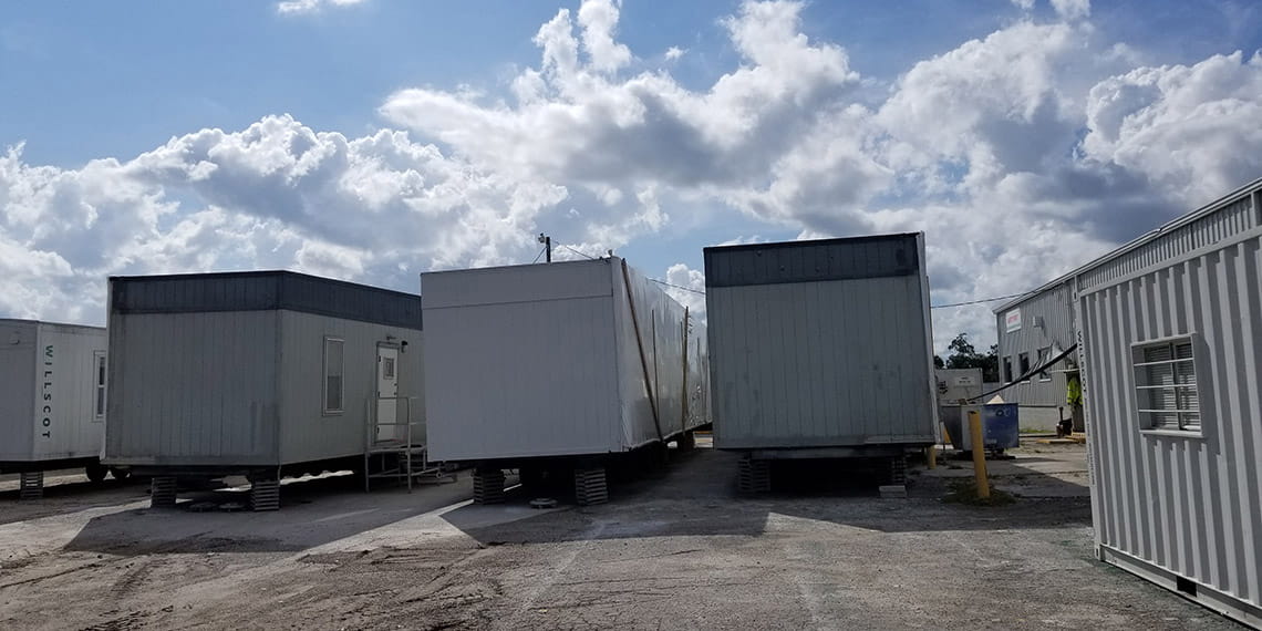 backside of mobile office trailers at WillScot West Palm Beach, FL