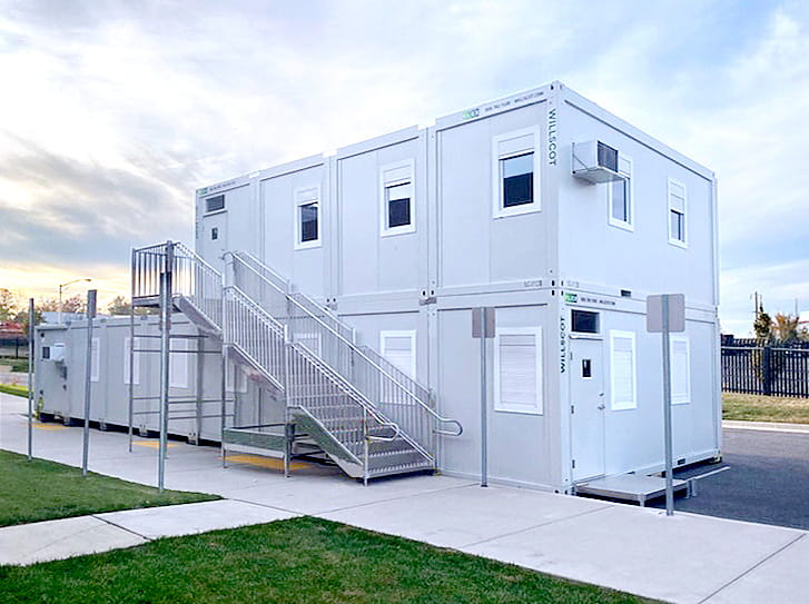 Exterior image of temporary covid-19 vaccination building