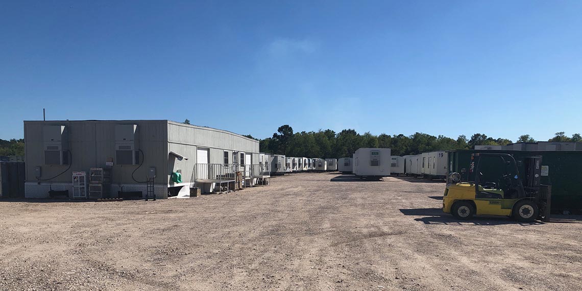 mobile office trailers in the yard at WillScot Beaumont, TX
