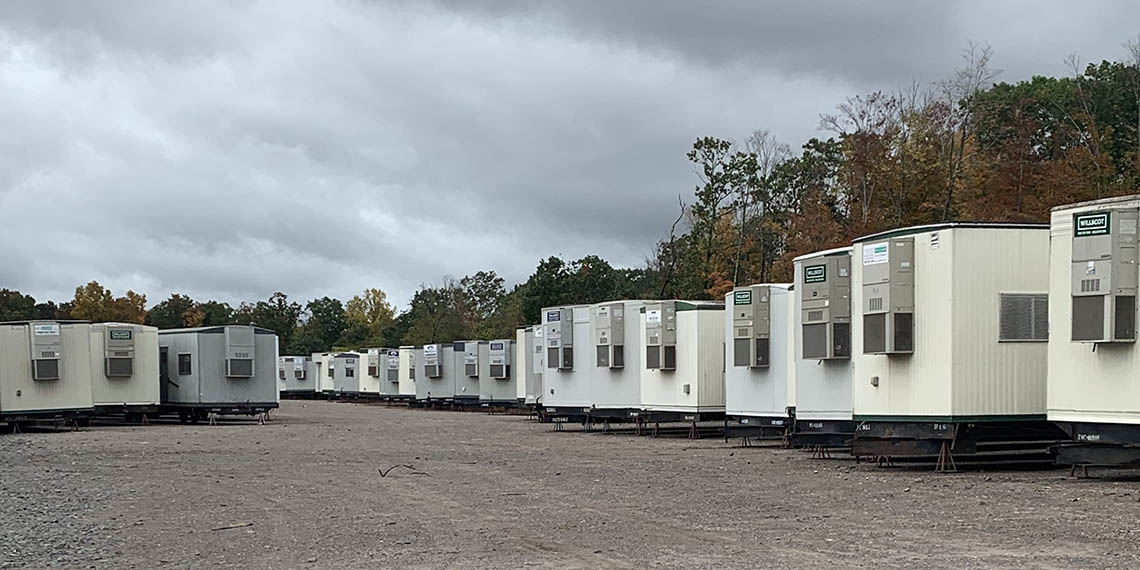 WillScot Hartford, CT office trailers lined up  