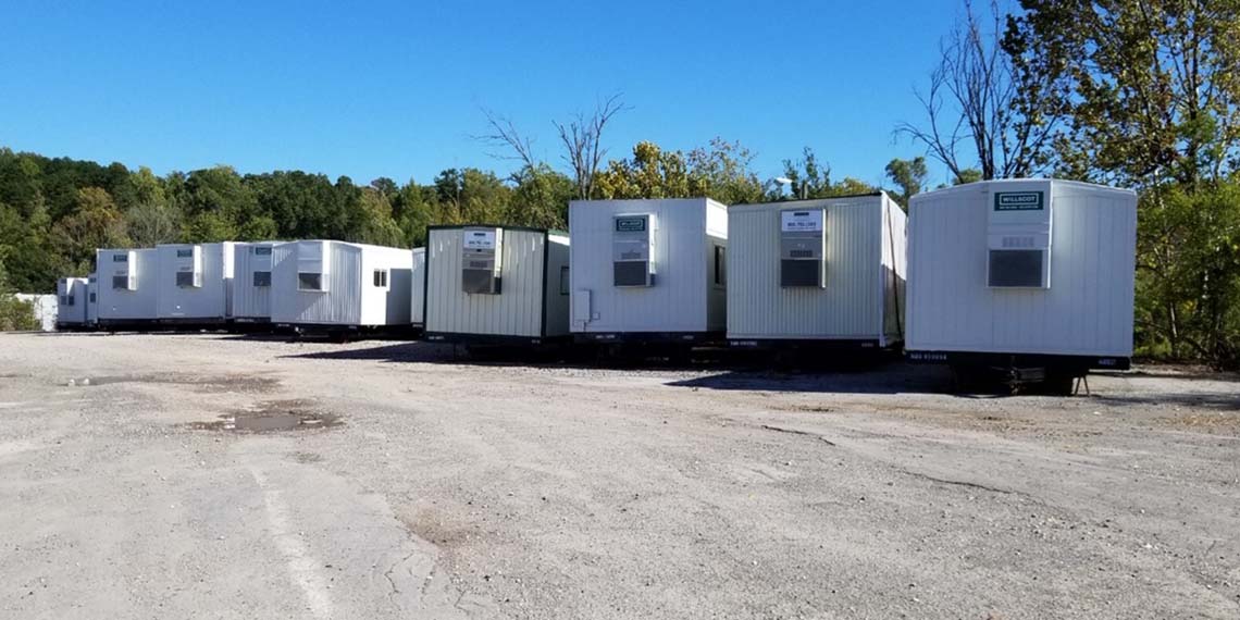 modular offices lined up at the WillScot Knoxville, TN location