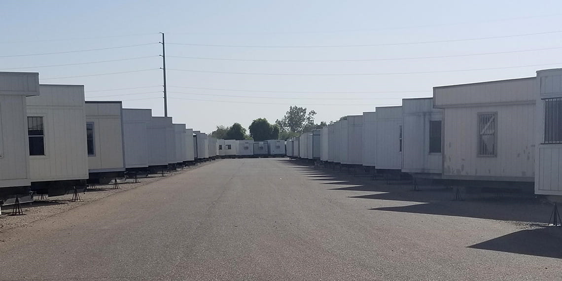 rows of mobile office trailers at WillScot Phoenix, AZ