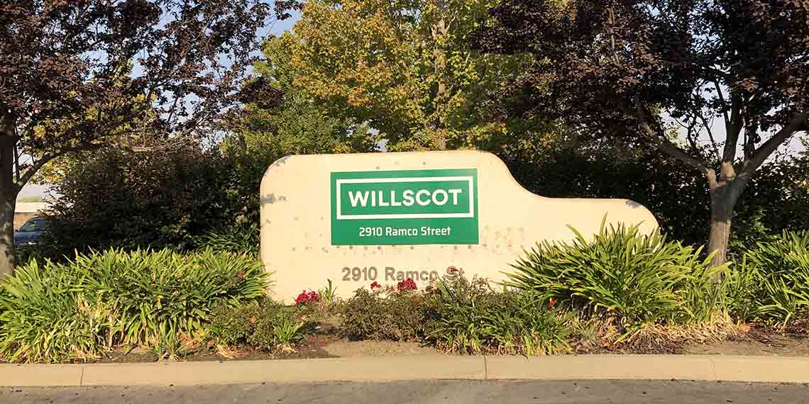 the sign for WillScot Sacramento West, CA location