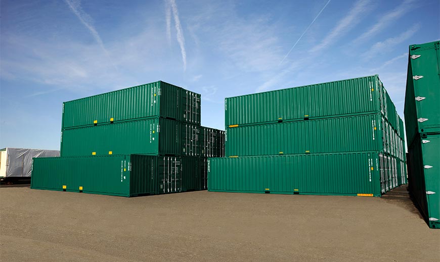 Storage containers stacked on top of each other