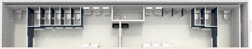 60x12 toilet trailer from overhead with dimensions